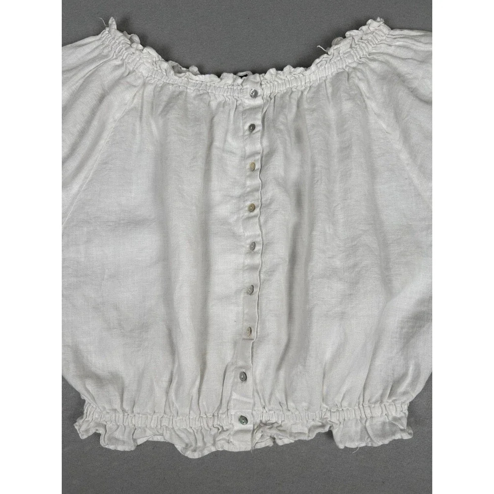 Zara trf collection linen cottagecore peasant top crop top puff sleeve Womens S
